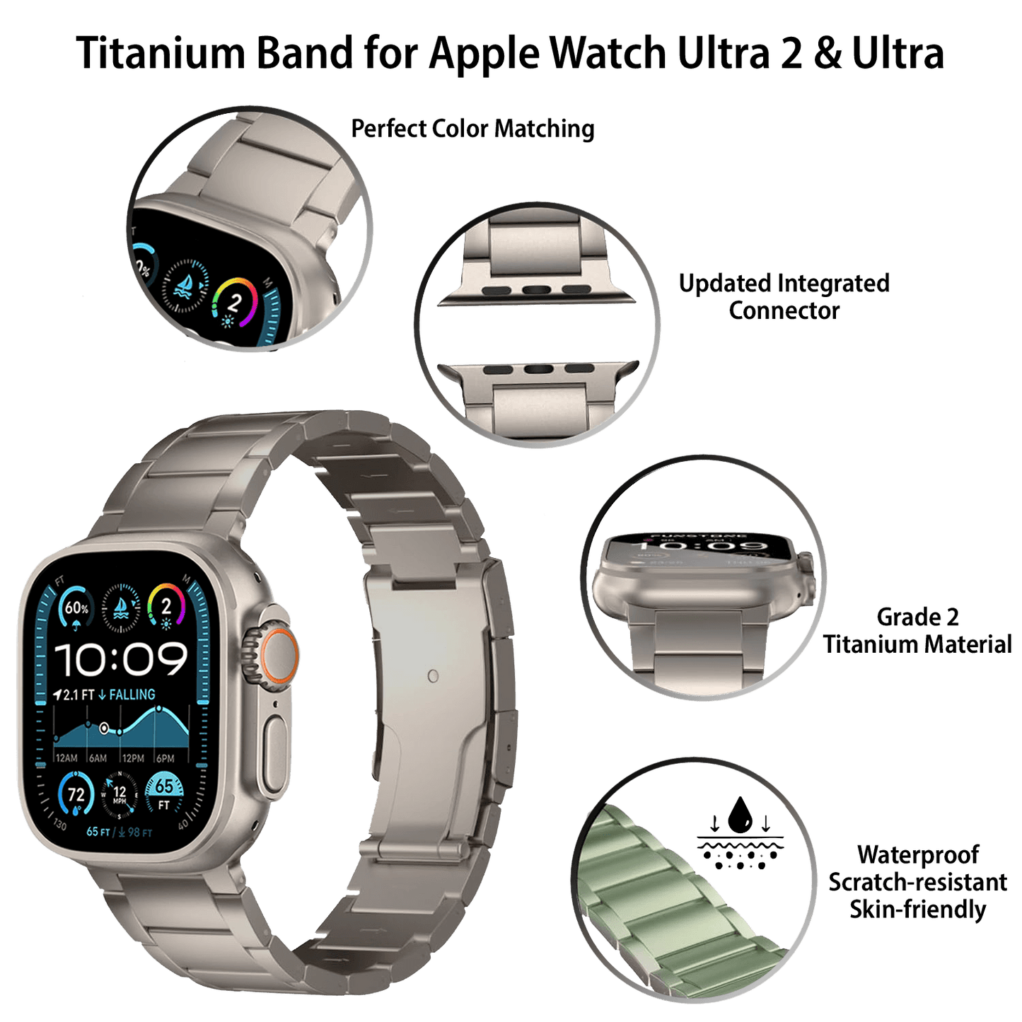 Grade 2 Titanium Band TT - 05 for Apple Watch Ultra 1 & 2 - Saturn Bands