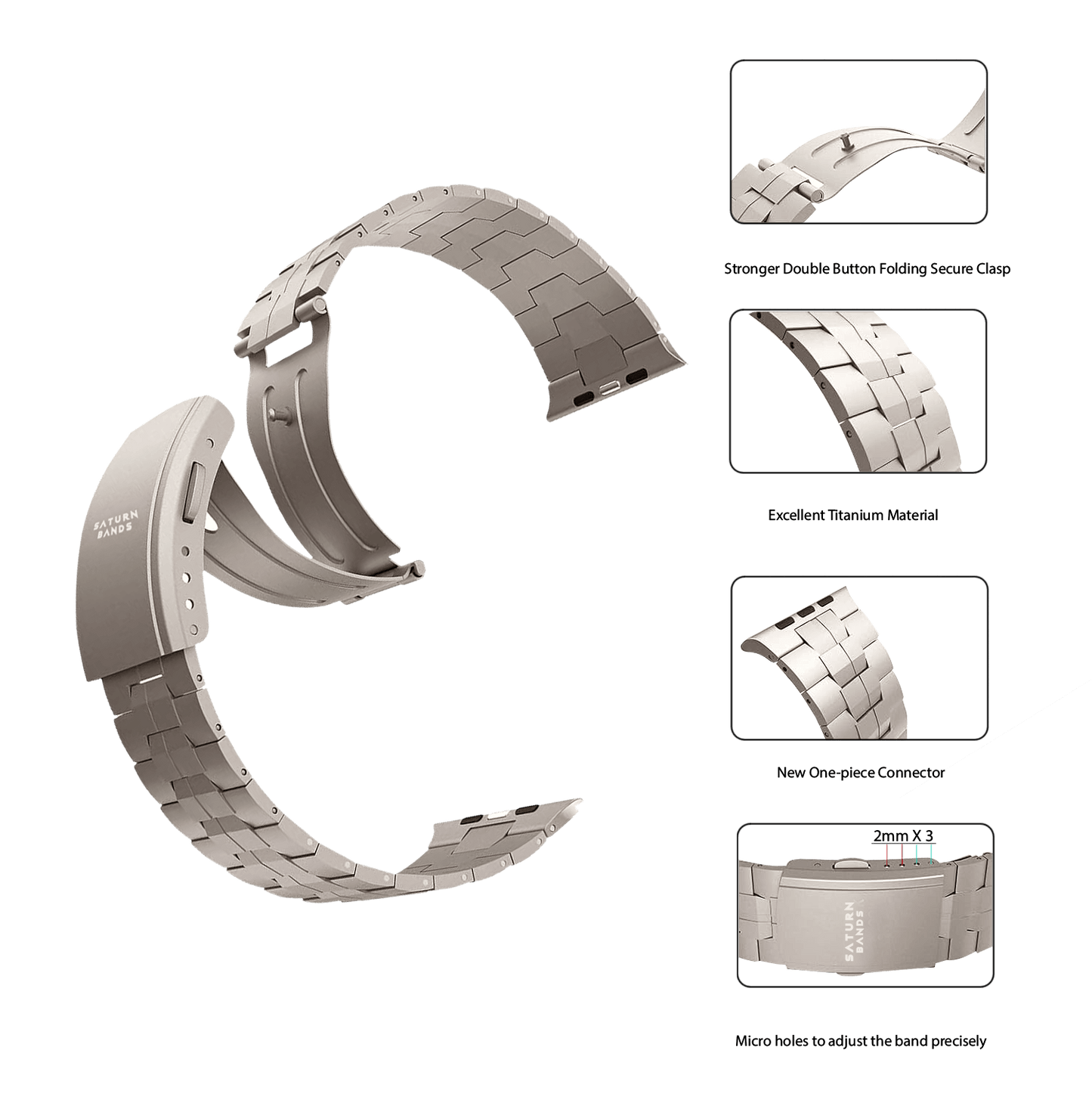 Grade 2 Titanium Band TT - 06 for Apple Watch Ultra 1 & 2 - Saturn Bands