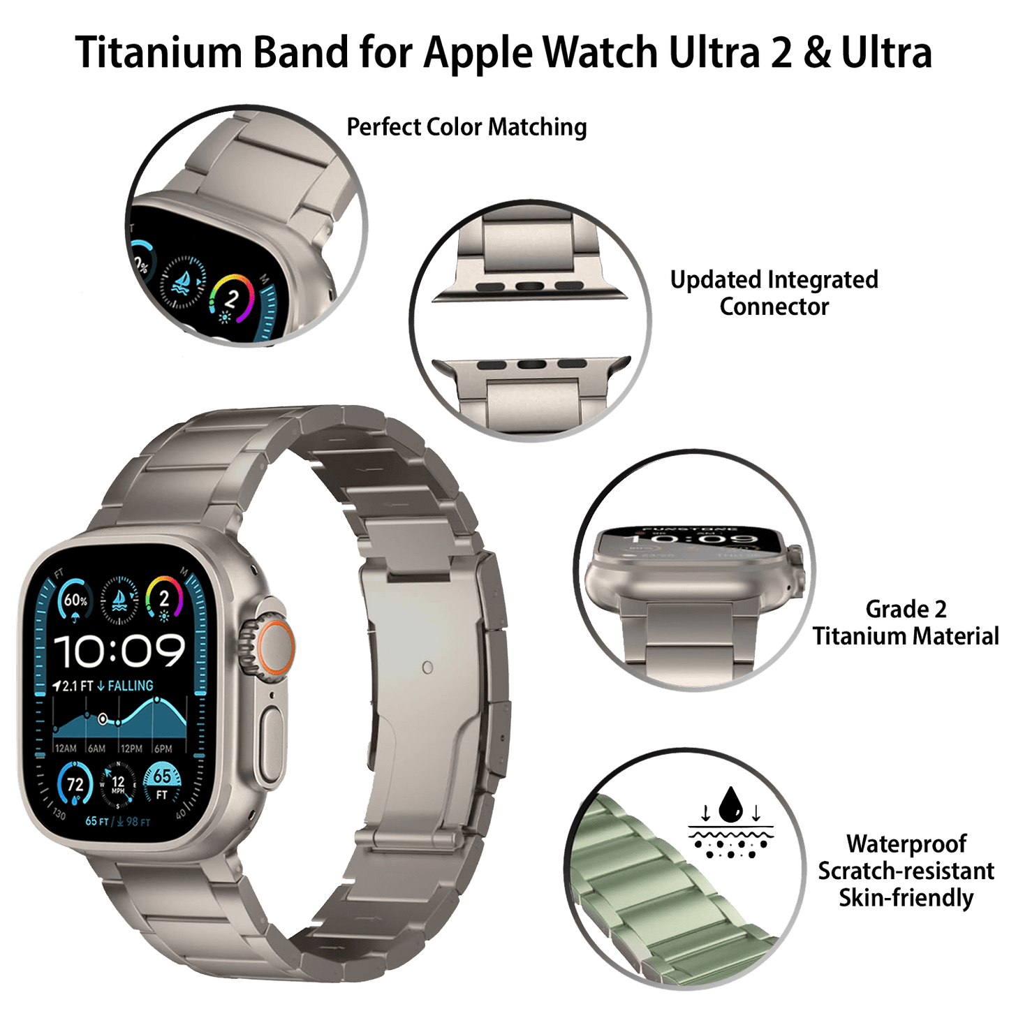 Grade 2 Titanium Band TT-05 for Apple Watch Ultra 1 & 2